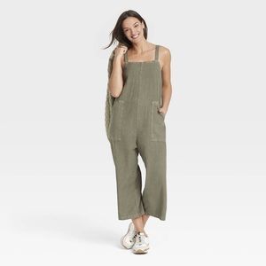 NWT Womens Olive Green Utility Cropped Jumpsuit - Universal Thread L
